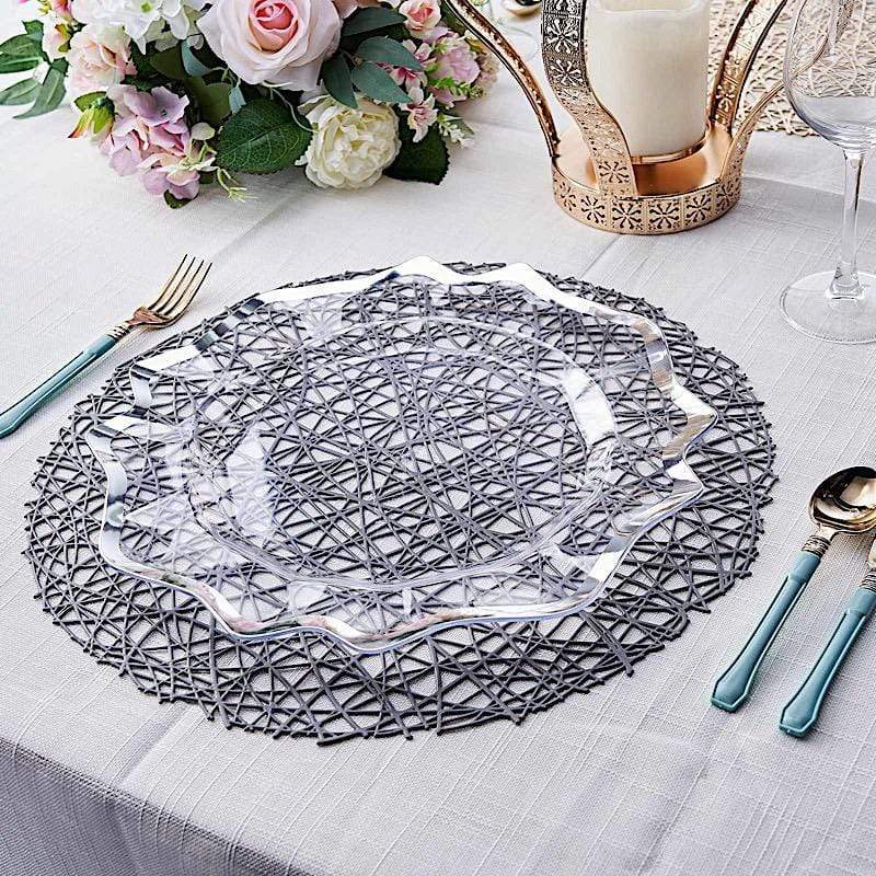 6 pcs 15" wide Round Vinyl String Placemats