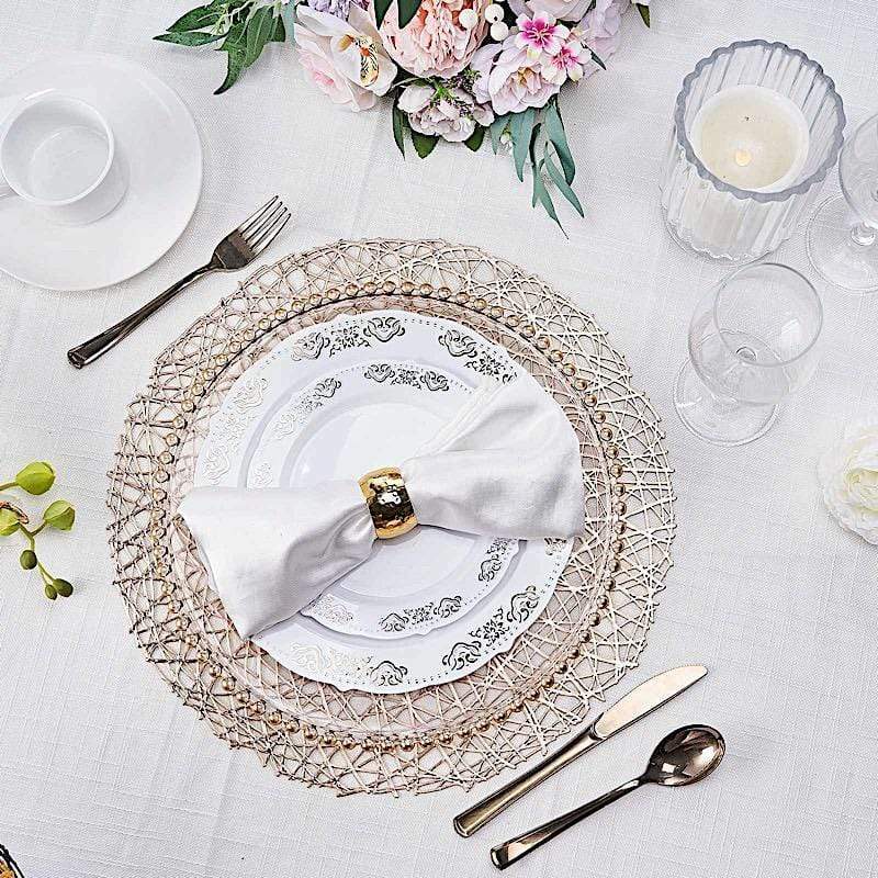 6 pcs 15" wide Round Vinyl String Placemats