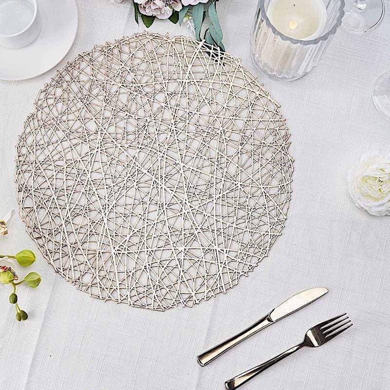 6 pcs 15" wide Round Vinyl String Placemats