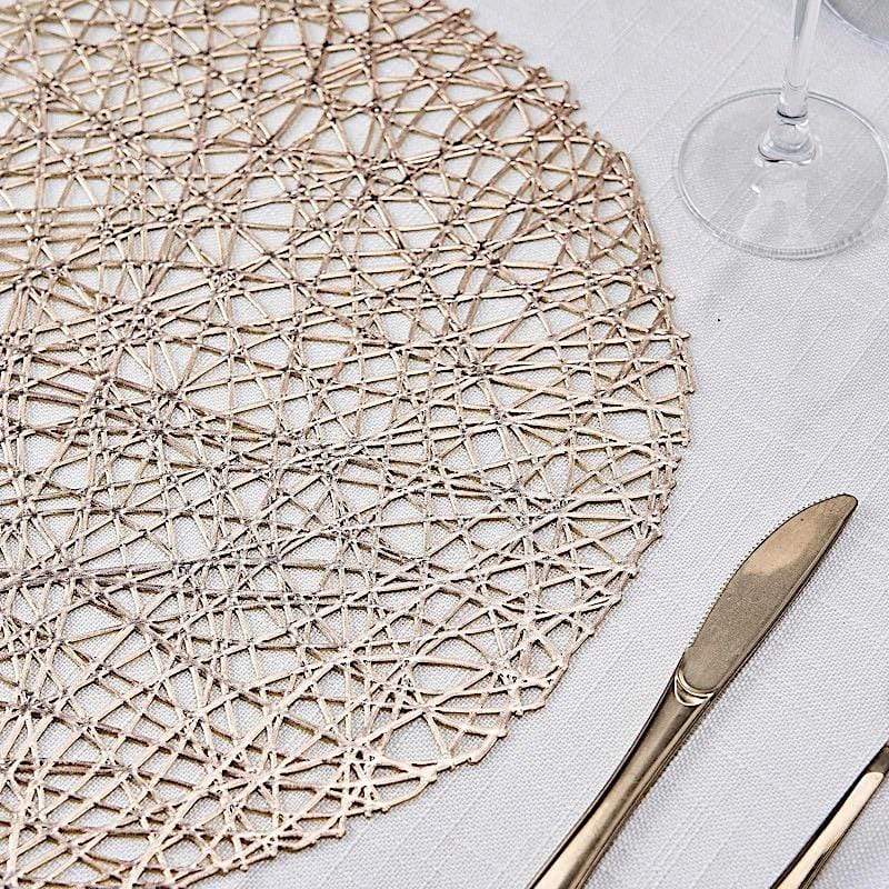 6 pcs 15" wide Round Vinyl String Placemats