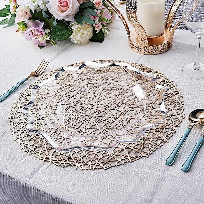 6 pcs 15" wide Round Vinyl String Placemats