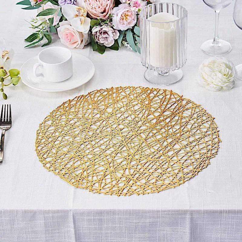 6 pcs 15" wide Round Vinyl String Placemats