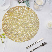 6 pcs 15" wide Round Vinyl String Placemats