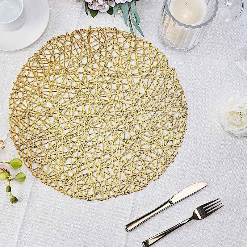 6 pcs 15" wide Round Vinyl String Placemats