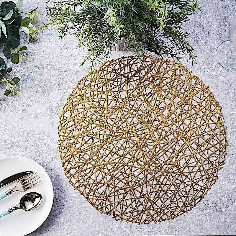 6 pcs 15" wide Round Vinyl String Placemats