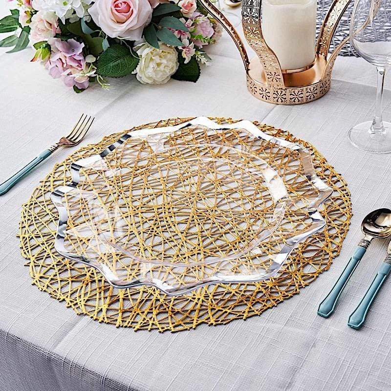 6 pcs 15" wide Round Vinyl String Placemats