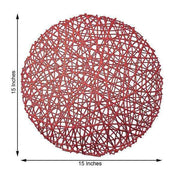 6 pcs 15" wide Round Vinyl String Placemats