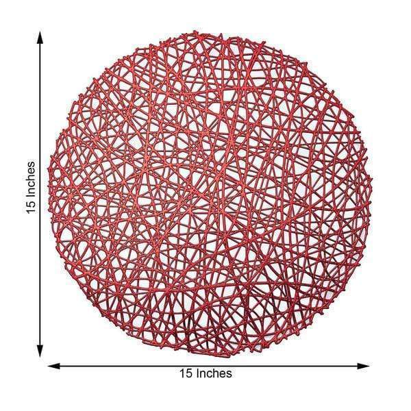 6 pcs 15" wide Round Vinyl String Placemats