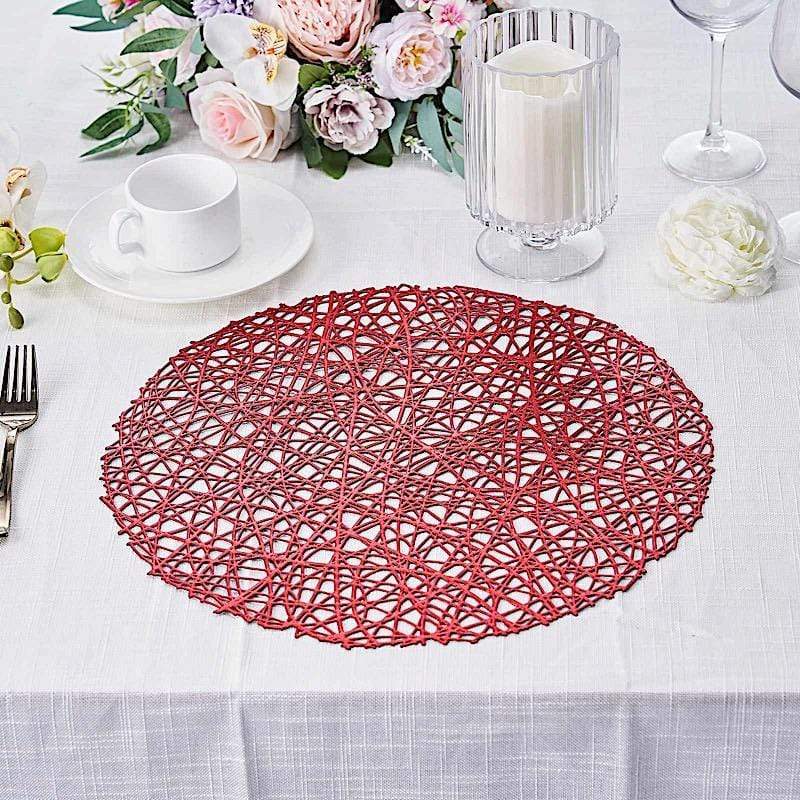 6 pcs 15" wide Round Vinyl String Placemats