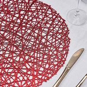 6 pcs 15" wide Round Vinyl String Placemats
