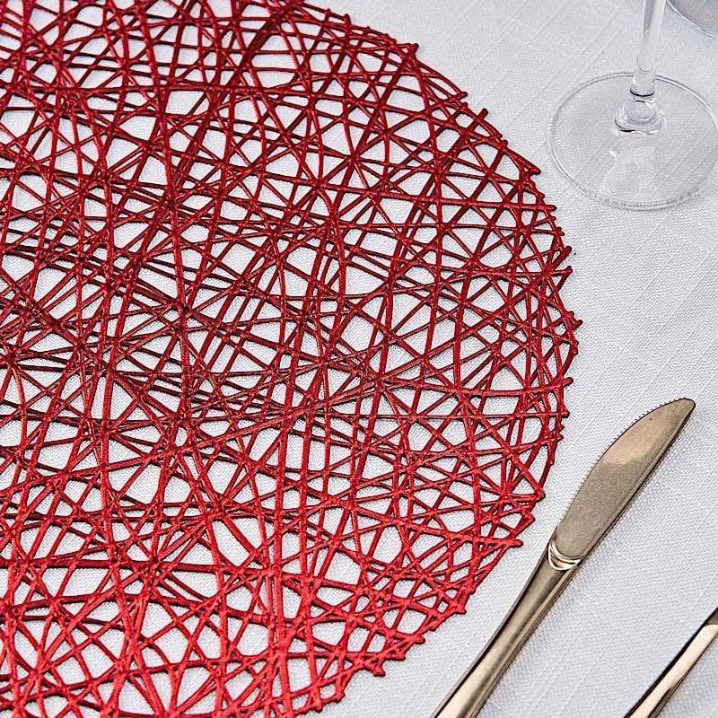6 pcs 15" wide Round Vinyl String Placemats