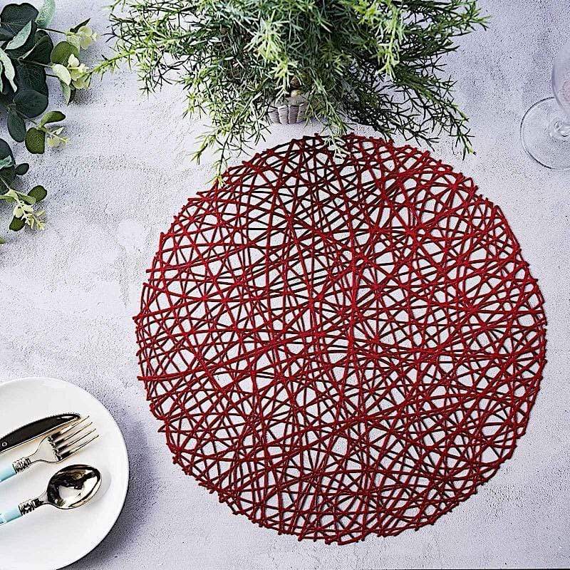 6 pcs 15" wide Round Vinyl String Placemats