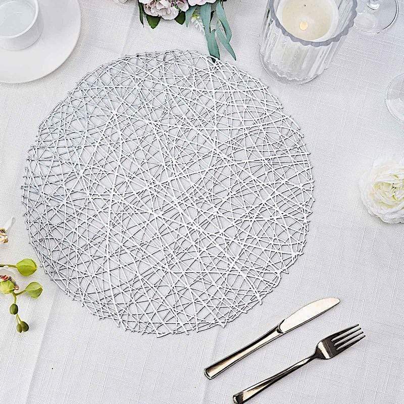6 pcs 15" wide Round Vinyl String Placemats