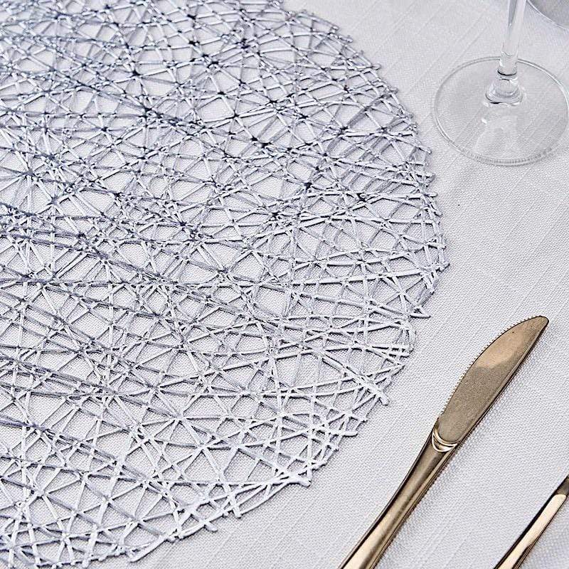 6 pcs 15" wide Round Vinyl String Placemats