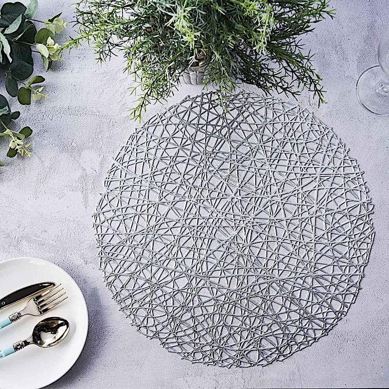 6 pcs 15" wide Round Vinyl String Placemats