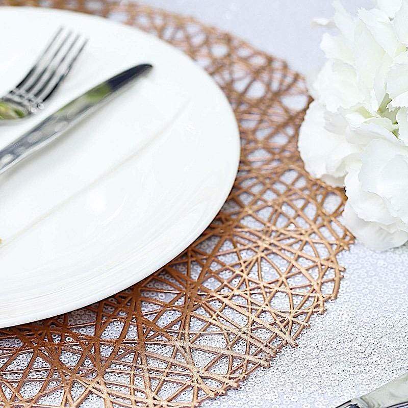 6 pcs 15" wide Round Vinyl String Placemats