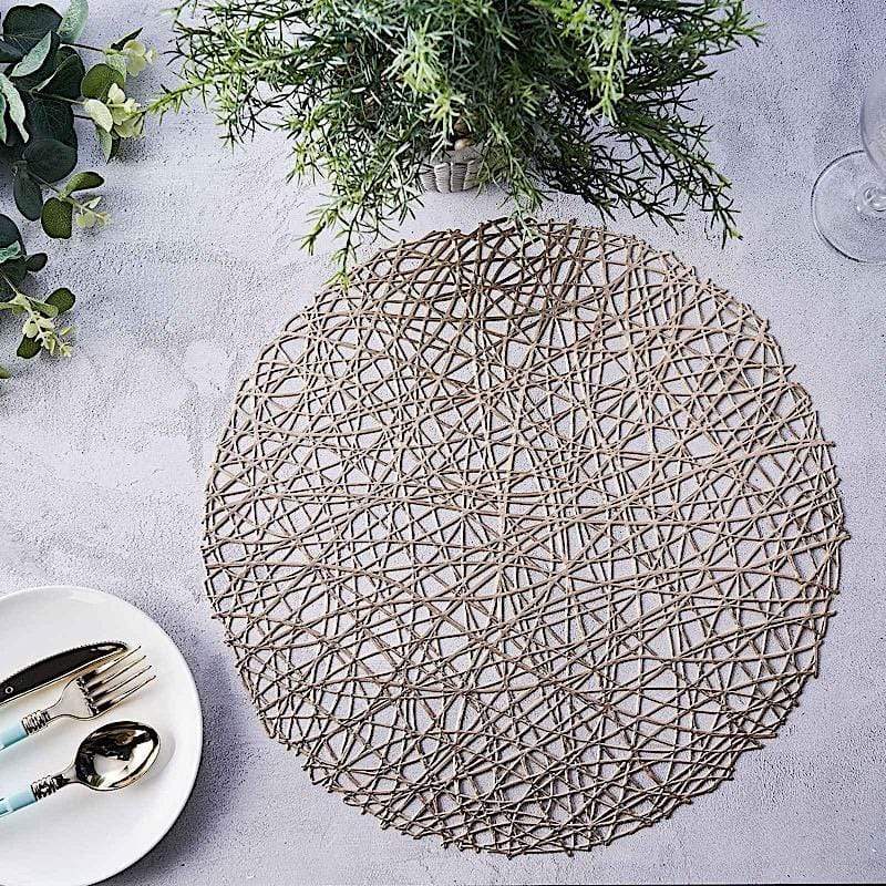 6 pcs 15" wide Round Vinyl String Placemats