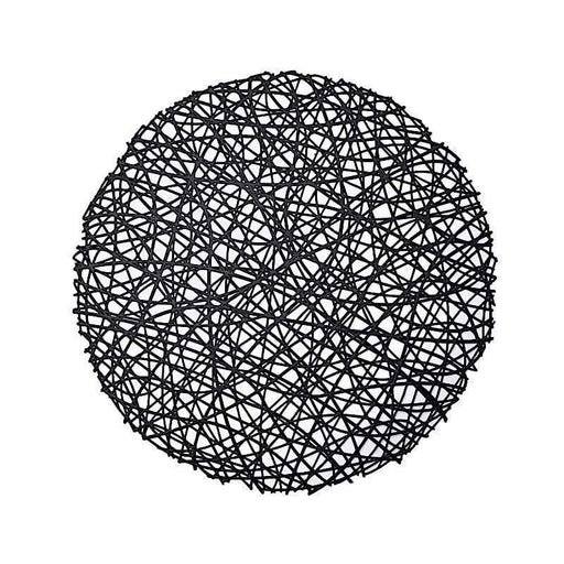 6 pcs 15" wide Round Vinyl String Placemats PLMAT_VIN09_BLK
