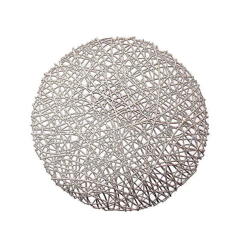 6 pcs 15" wide Round Vinyl String Placemats PLMAT_VIN09_CHMP