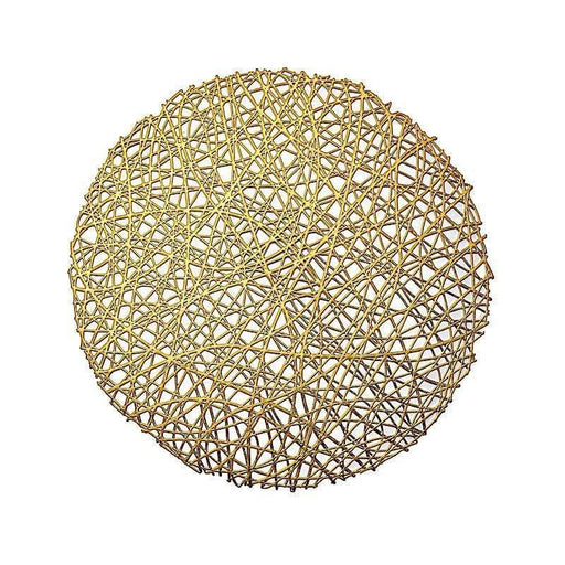 6 pcs 15" wide Round Vinyl String Placemats PLMAT_VIN09_GOLD