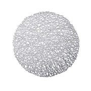 6 pcs 15" wide Round Vinyl String Placemats PLMAT_VIN09_SILV