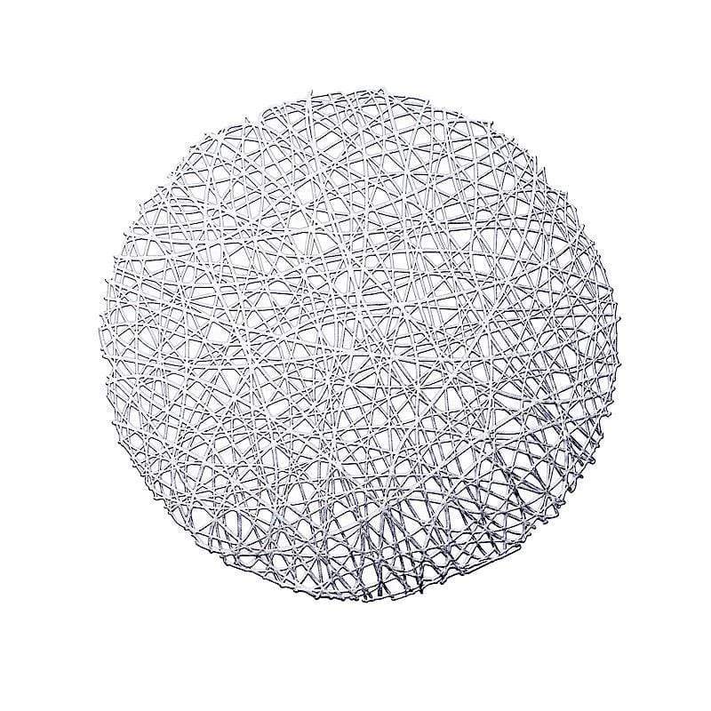 6 pcs 15" wide Round Vinyl String Placemats PLMAT_VIN09_SILV