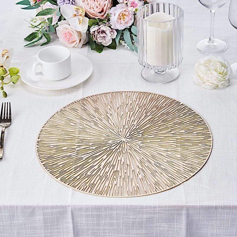6 pcs 15" wide Spike Round Vinyl Placemats