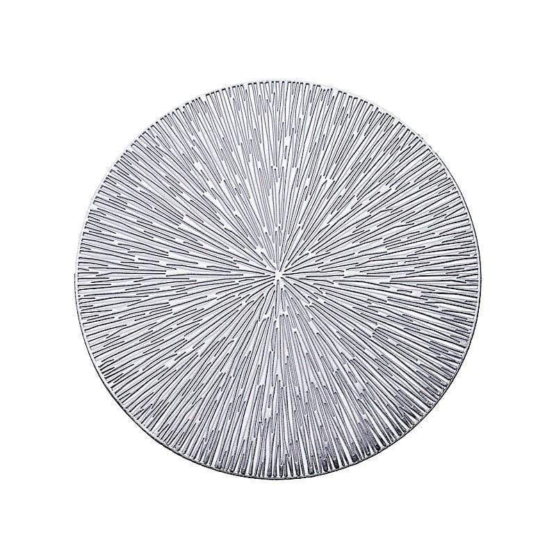 6 pcs 15" wide Spike Round Vinyl Placemats PLMAT_VIN18_SILV
