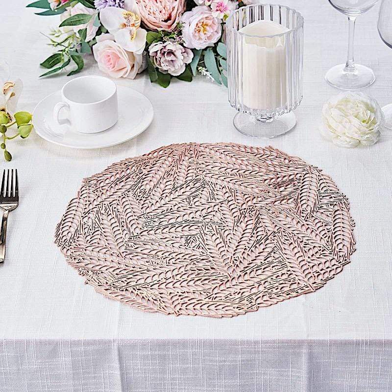 6 pcs 15" wide Wheat Round Vinyl Placemats