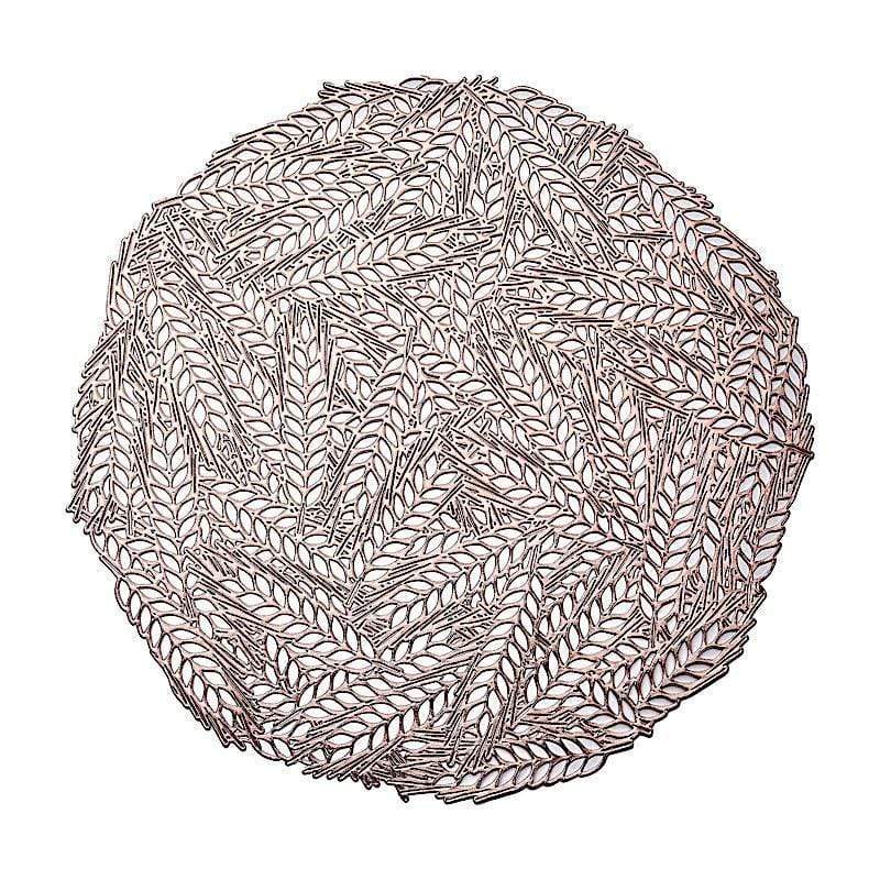 6 pcs 15" wide Wheat Round Vinyl Placemats PLMAT_VIN17_054