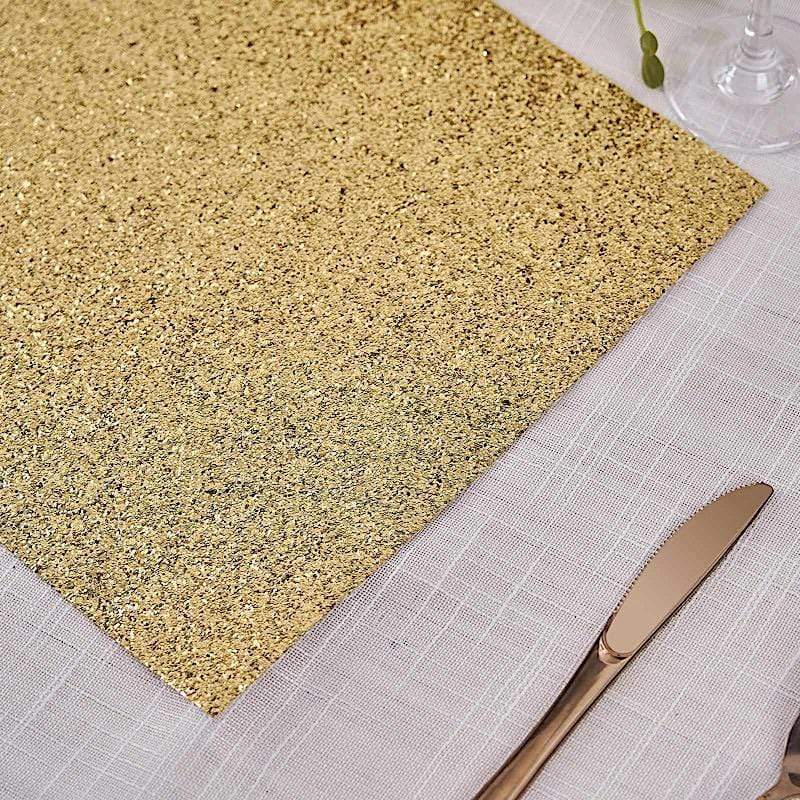 6 pcs 16" Rectangle Glittered Faux Leather Placemats