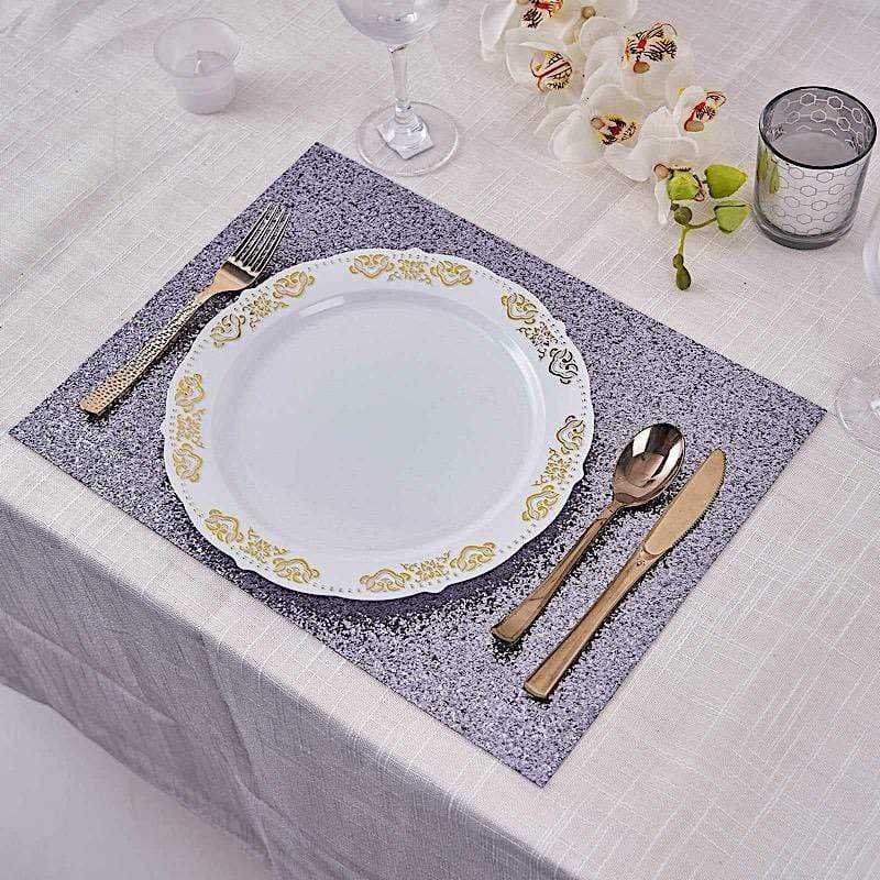 6 pcs 16" Rectangle Glittered Faux Leather Placemats