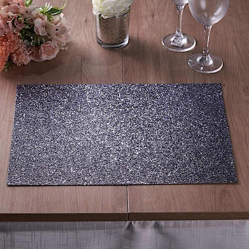6 pcs 16" Rectangle Glittered Faux Leather Placemats