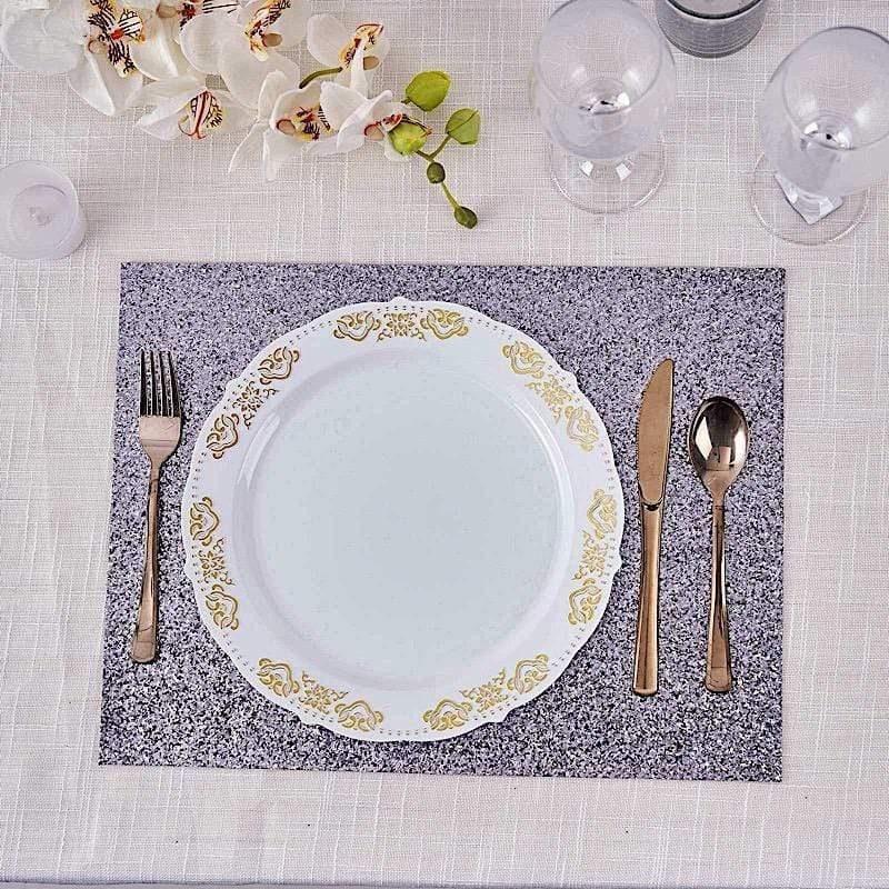 6 pcs 16" Rectangle Glittered Faux Leather Placemats
