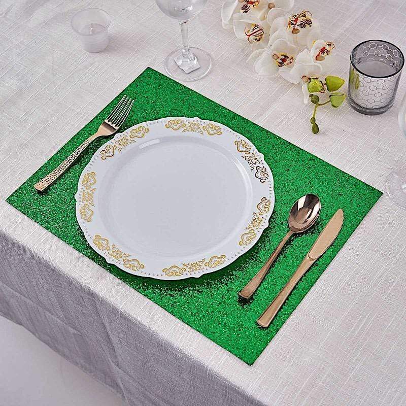 6 pcs 16" Rectangle Glittered Faux Leather Placemats