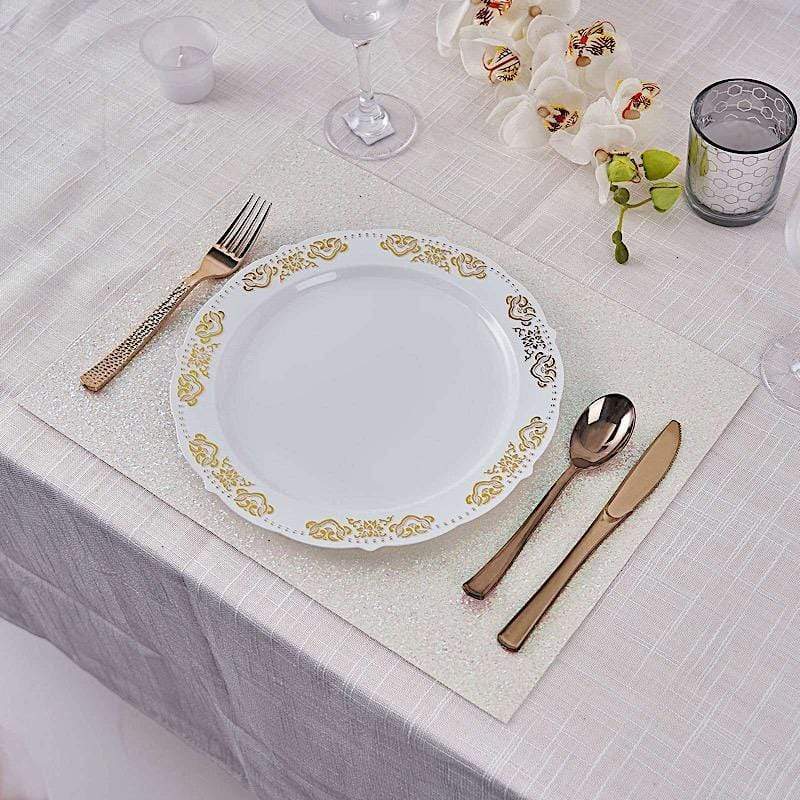 6 pcs 16" Rectangle Glittered Faux Leather Placemats