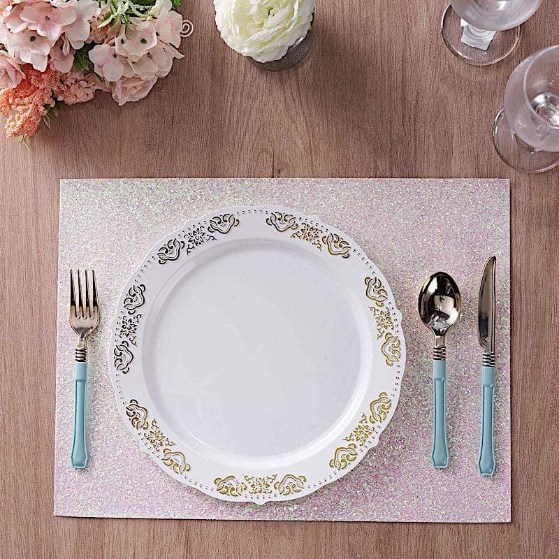 6 pcs 16" Rectangle Glittered Faux Leather Placemats