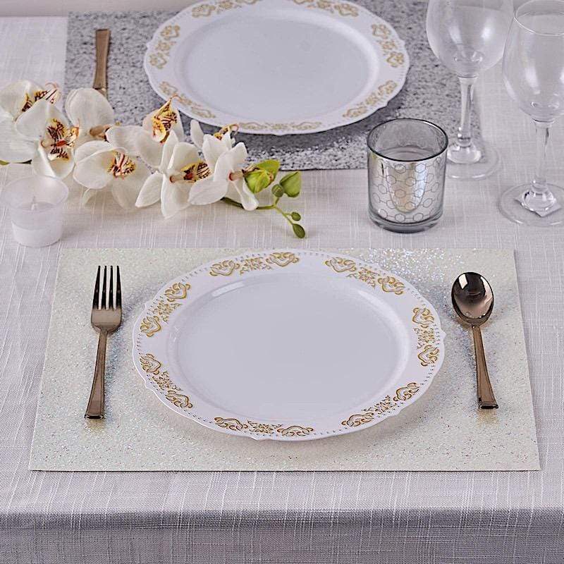 6 pcs 16" Rectangle Glittered Faux Leather Placemats