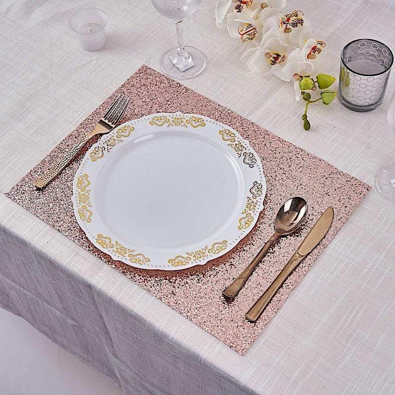 6 pcs 16" Rectangle Glittered Faux Leather Placemats