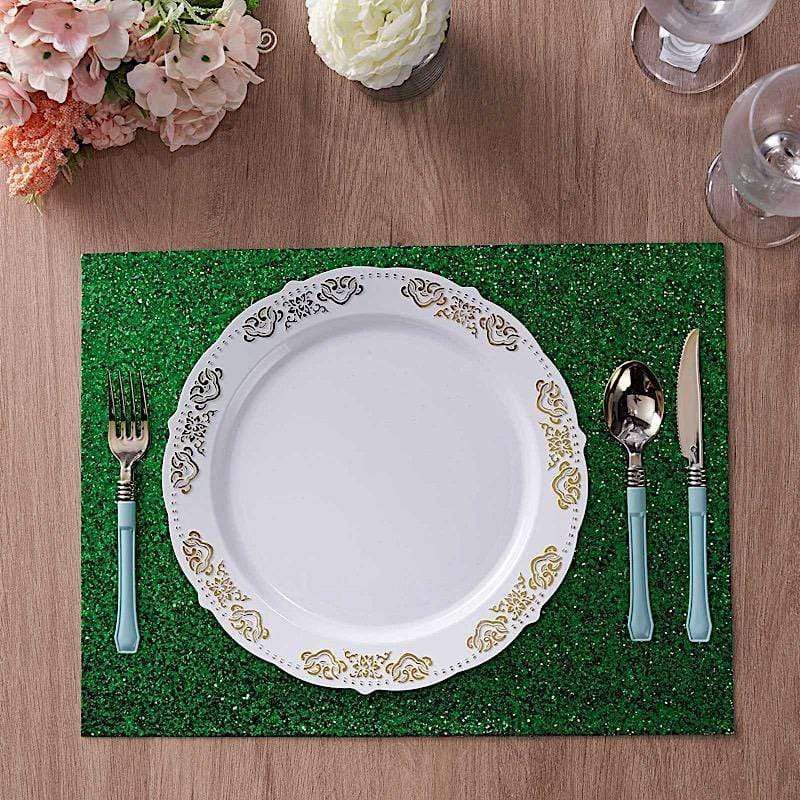 6 pcs 16" Rectangle Glittered Faux Leather Placemats