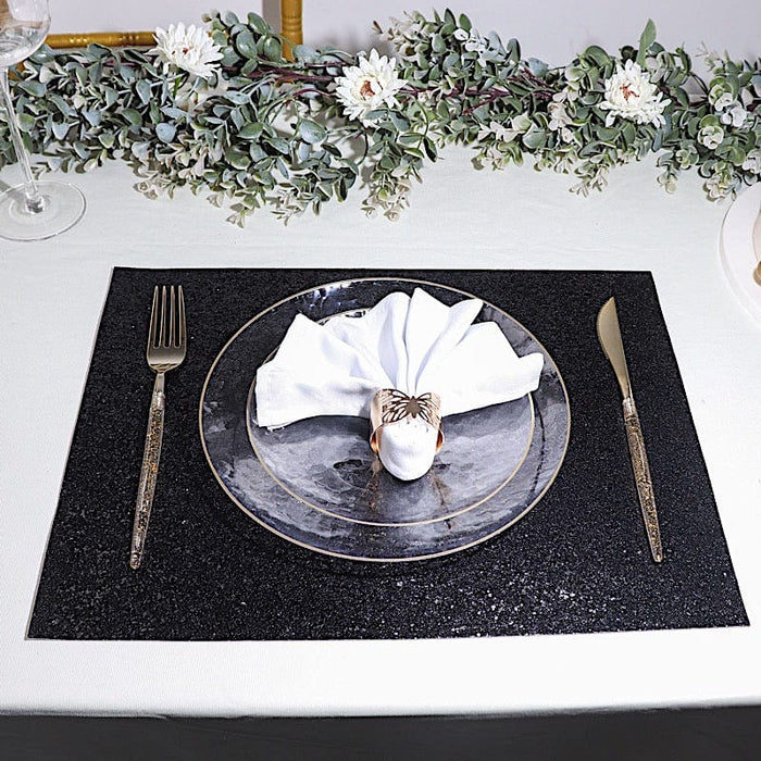 6 pcs 16" Rectangle Glittered Faux Leather Placemats