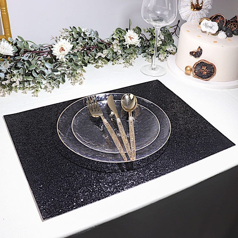 6 pcs 16" Rectangle Glittered Faux Leather Placemats