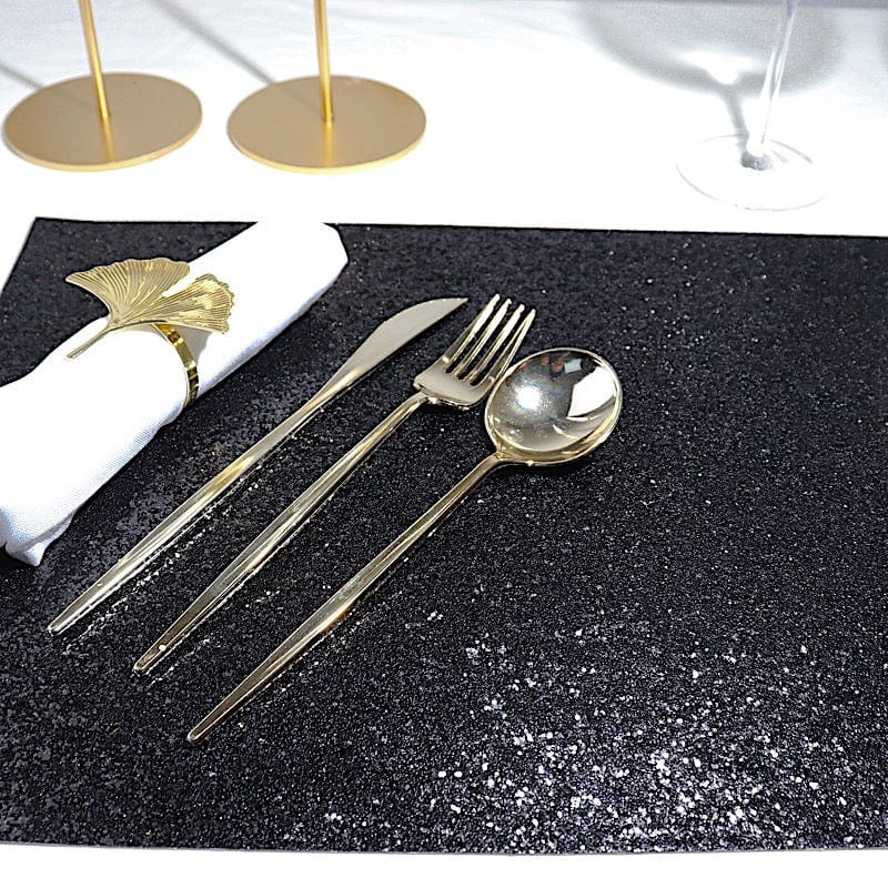 6 pcs 16" Rectangle Glittered Faux Leather Placemats