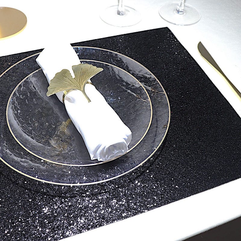 6 pcs 16" Rectangle Glittered Faux Leather Placemats