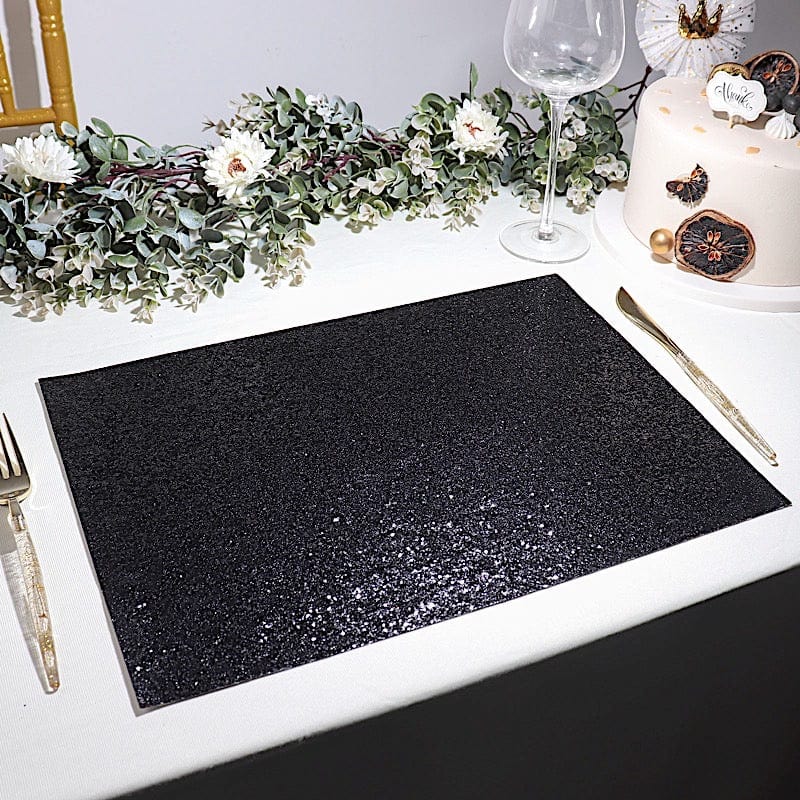 6 pcs 16" Rectangle Glittered Faux Leather Placemats