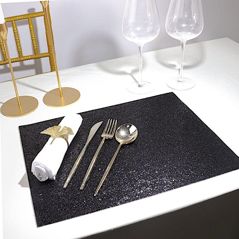 6 pcs 16" Rectangle Glittered Faux Leather Placemats