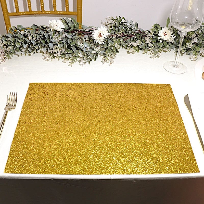 6 pcs 16" Rectangle Glittered Faux Leather Placemats