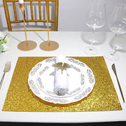 6 pcs 16" Rectangle Glittered Faux Leather Placemats