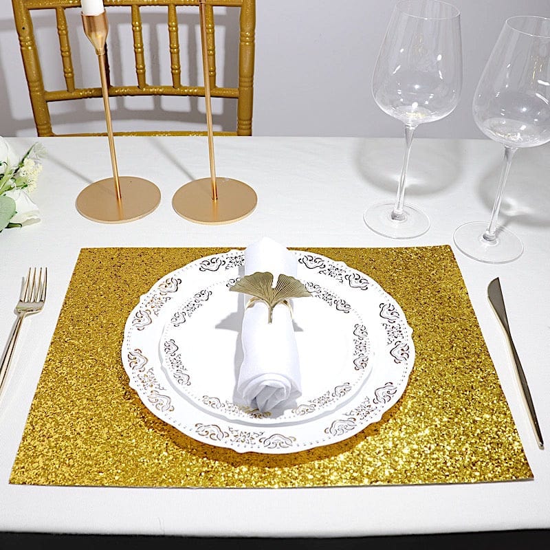 6 pcs 16" Rectangle Glittered Faux Leather Placemats