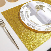 6 pcs 16" Rectangle Glittered Faux Leather Placemats